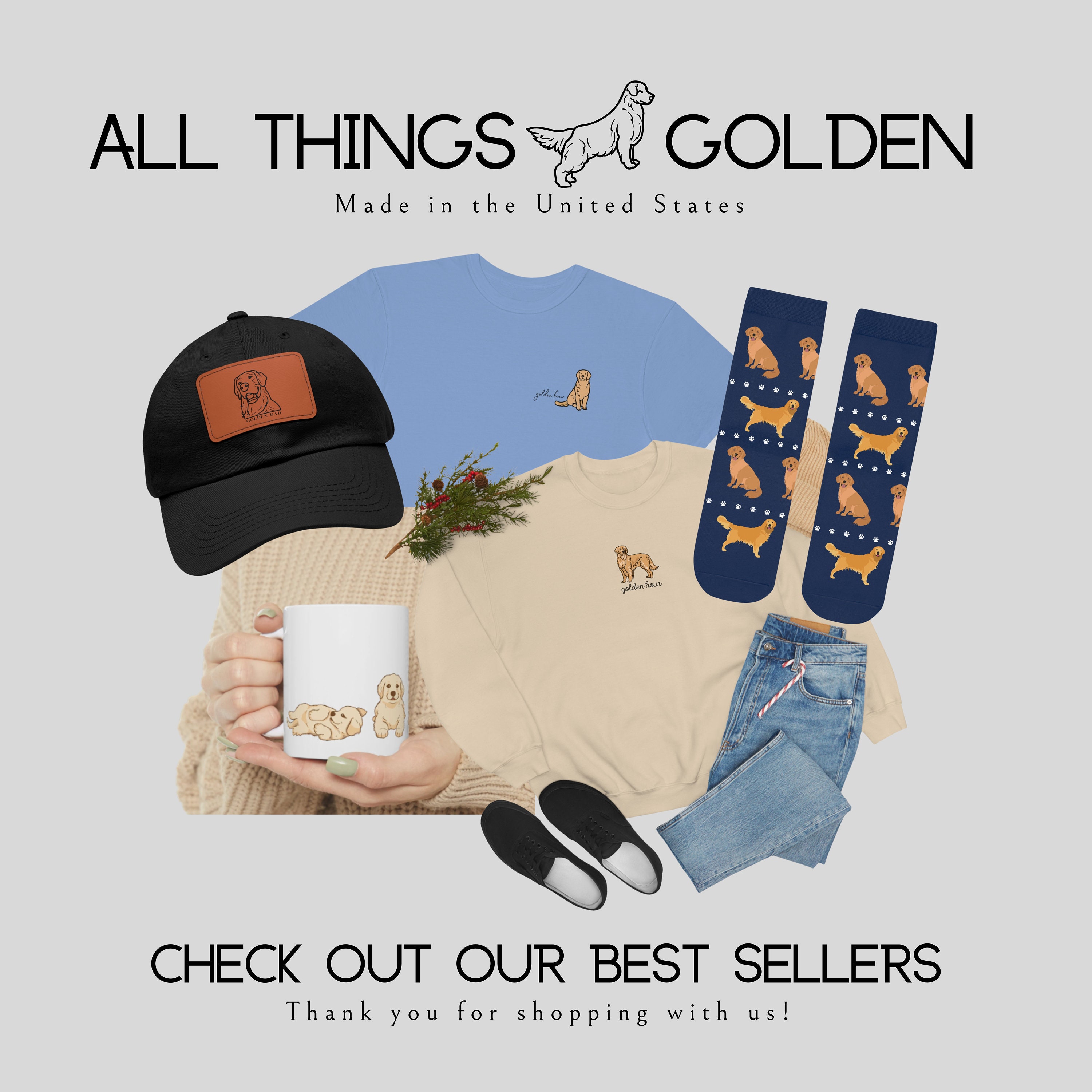 Golden Retrievers Socks Golden Retriever Parents Golden Crew Socks Dog ...