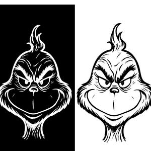 grinch clipart black and white