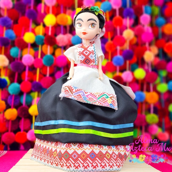 Mexican Doll Classic Regional Mexican Dress - Muñeca Mexicana - Frida Style