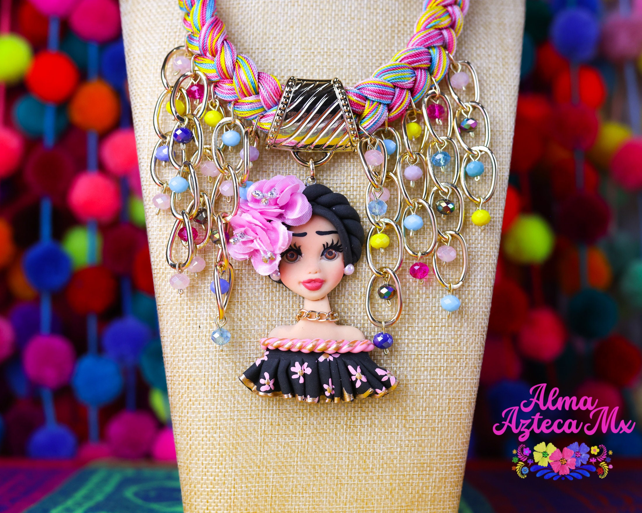 Mexican Beaded Artisanal Necklace Earrings Mexican Jewelry 