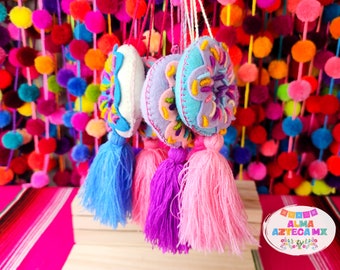 Donuts Quaste Bestickter Filz / Handtasche Schlüsselanhänger / Handgemachte mexikanische Accesories