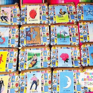 Mexican Loteria Coin Bag Wallet / Mexican Artesanias / Monedero Mexicano / Credit Card Holder / Coin Purse