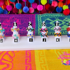 Mexican Colorful Neon Beaded Rings - Handmade Rings - Anillos Mexicanos