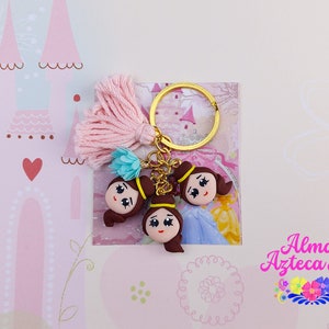 Pretty Princess Charms Keychain - Cold Porcelain Clay Keychain - Handmade In Mexico