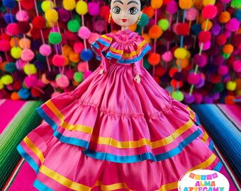 Poupée mexicaine Loteria - Robe mexicaine régionale classique / Muñeca Mexicana / Frida