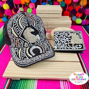Men Mexican Embroidered Wallet and Hat Set / Cartera Mexicana Para Hombre Bordado Fino