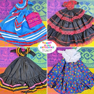 Doll Dresses Blue / Mexican Doll Dress / Vestidos Mexicanos para Muñecas