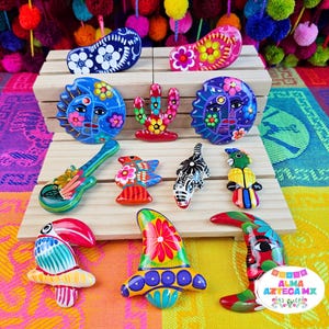 Colorful Ceramic Fridge Magnets  / Imanes Mexicanos / Imanes de Barro