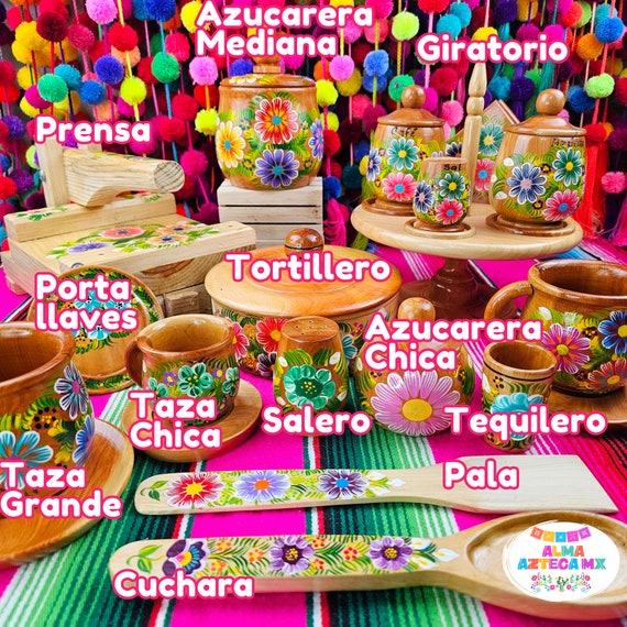 Handpainted Wooden Kitchen Accessories / Cocina Mexicana / Mexican Kitchen  / Servilletero Prensa Tazas de Madera