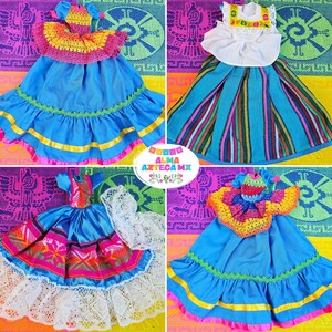 Doll Dresses Blue / Mexican Doll Dress / Vestidos Mexicanos para Muñecas