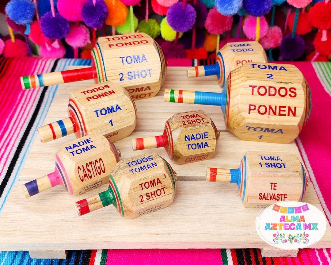 Juego de trompo mexicano Pirinola: Toma Todo de madera España