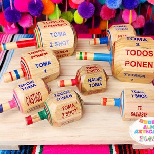 Mexican Pirinola / Toma Todo Pirinola Mexican Spining Top Game / Spining Top / Shots Game / Wood Mexican Toy