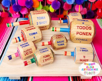 Juego de trompo mexicano Pirinola: Toma Todo de madera España