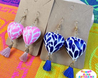 Handmade Heart Talavera Earrings / Aretes Artesanales