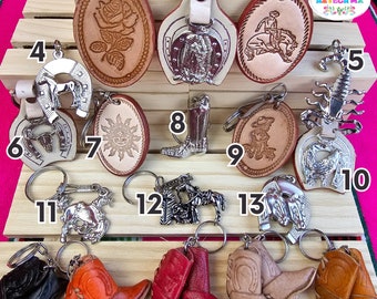 Mexican Leather Cowboy Keychain /Handmade In Mexico Llavero Mexicano