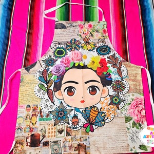 Floral Frida Apron Double Layer / Doble Forro Mexican / Mandil Delantal Mexicano