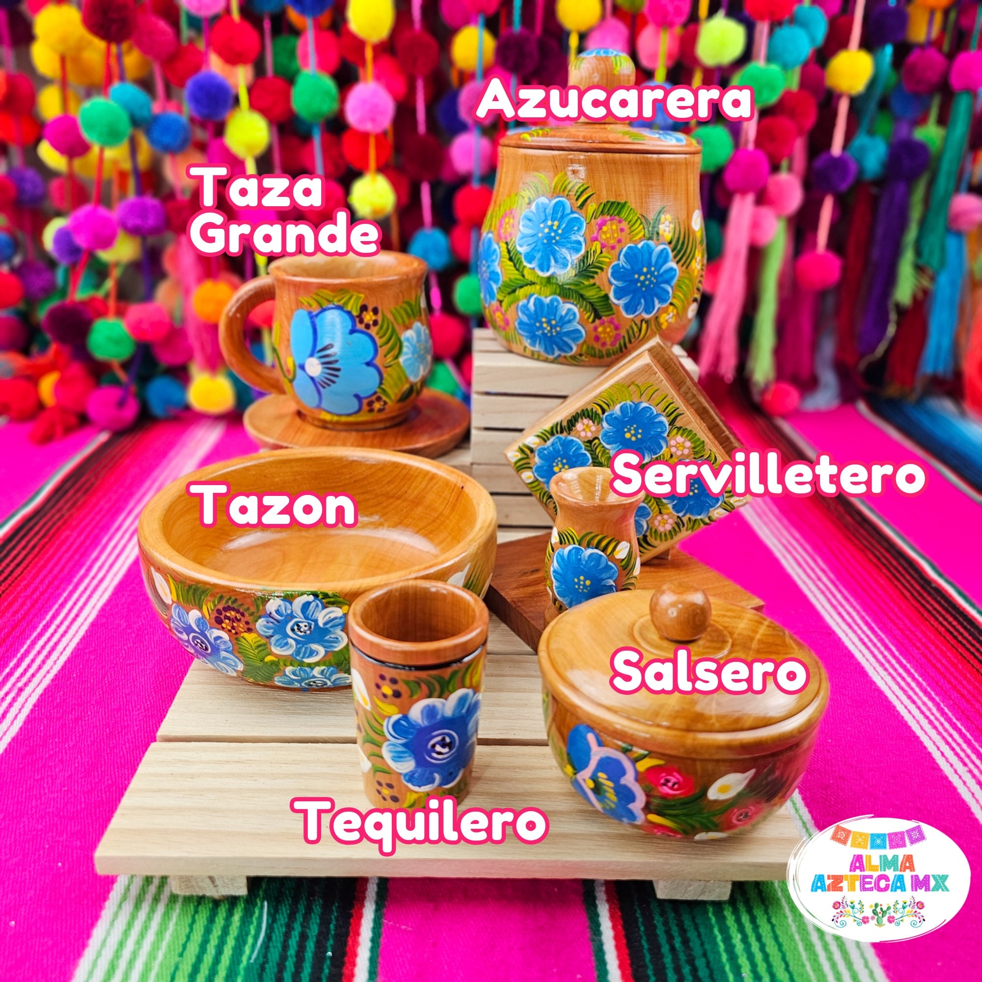 Bright Pink Handpainted Wooden Kitchen Accessories / Cocina Mexicana / Mexican  Kitchen / Servilletero Prensa Tazas De Madera / Cocina Rosa 