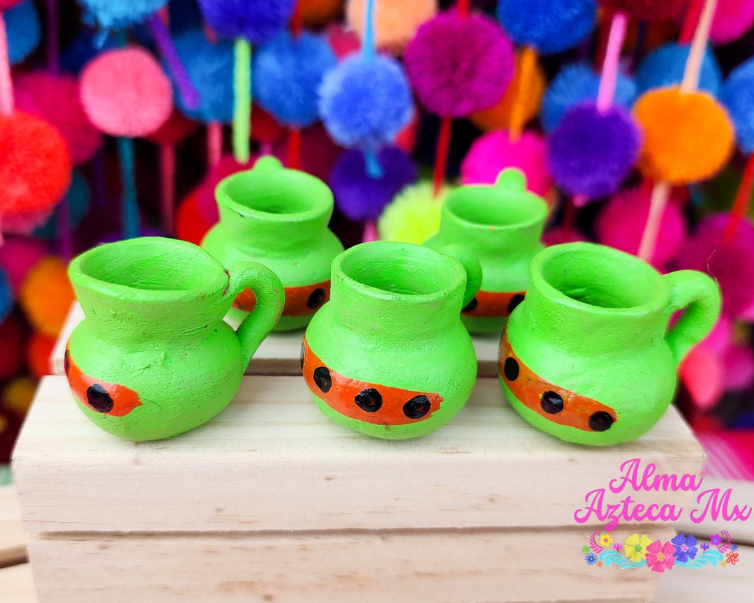 Mexican Ceramic Mini Jarritos Cups Pottery Hand Painted / Jarras De