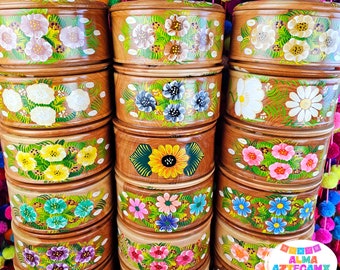 Handpainted Wooden Kitchen Tortilla Warmer / PAINTED LIDS / Cocina Mexicana / Mexican Kitchen / Tortilleros de Madera