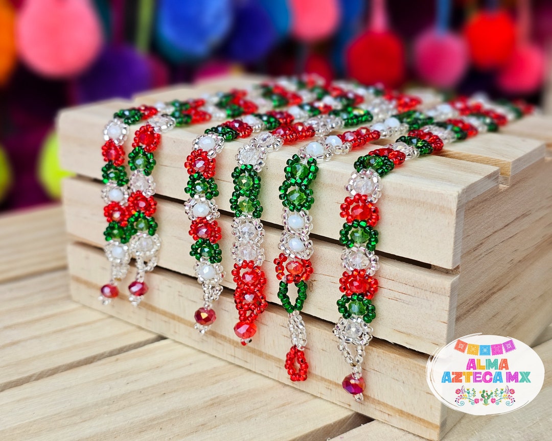 Mexican Beaded Bracelet Beaded Glass Bracelet Pulsera Mexicana Etsy