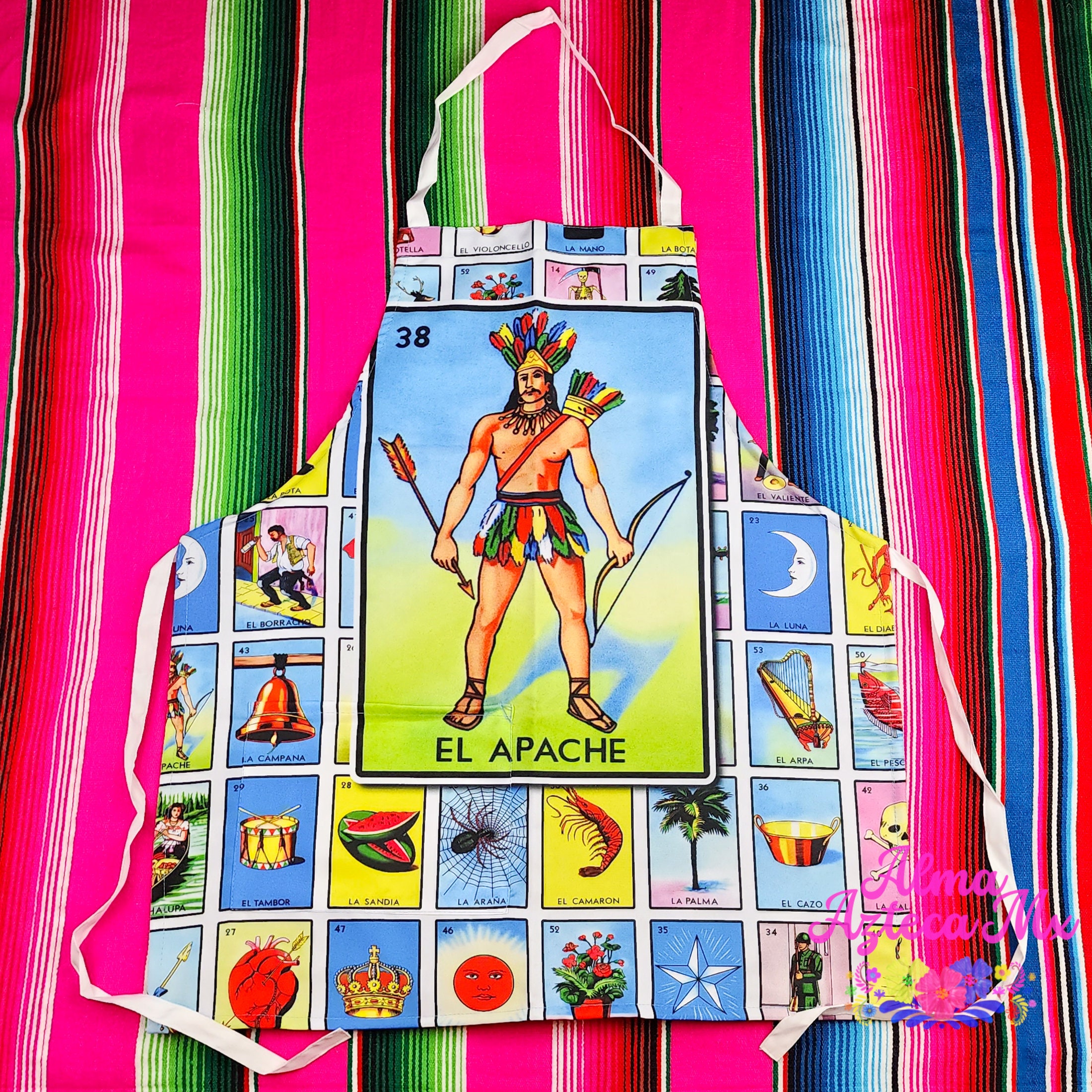 Mexican Loteria Apron Kitchen Mandil Mexicano Delantal Cocina