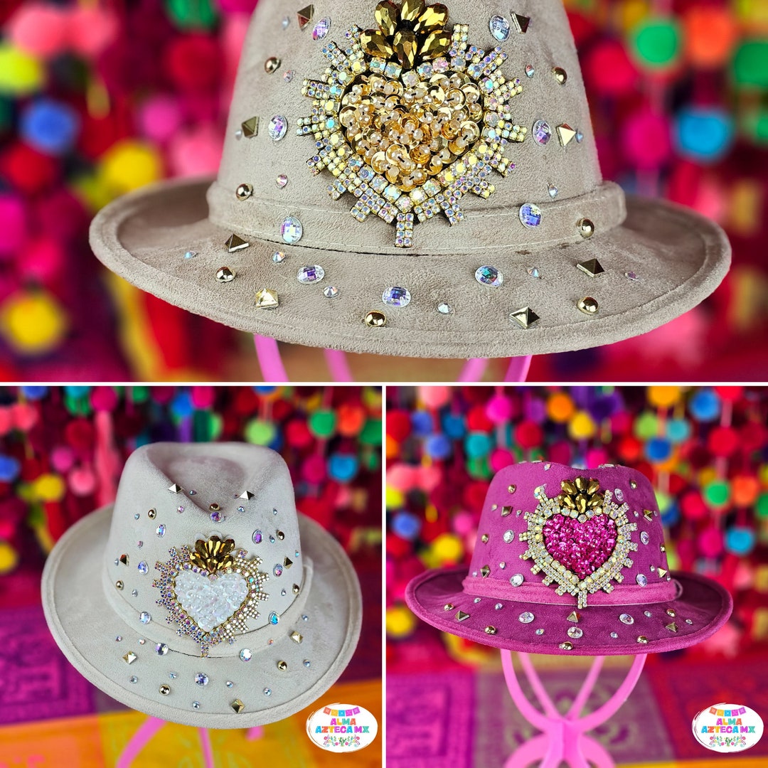 Sequin Rhinestone Hat / Beaded Women's Hat Embellished Concert Outfit ...
