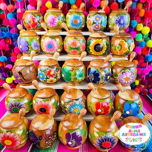 Handpainted Wooden Honey Jar Kitchen Mielero de Madera