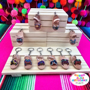 Mexican Leather Huarache Keychain /Handmade In Mexico Llavero Mexicano