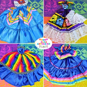 Mexican Doll Dresses Dress Blue / Vestidos Mexicanos para Muñecas