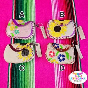Floral Mini Leather Coin Bag / Monedero de Piel / Bolsa Artesanal