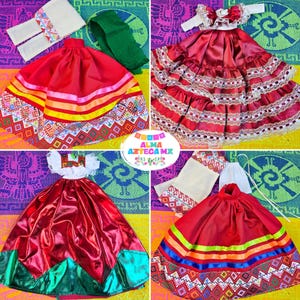 Abiti per bambole rossi / Abito per bambole messicane / Vestidos Mexicanos para Muñecas