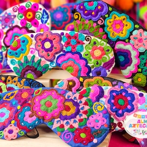 刺繍入り花柄スリープマスク / 睡眠用アイマスク / Bordado a Mano / Artesanias Mexicanas