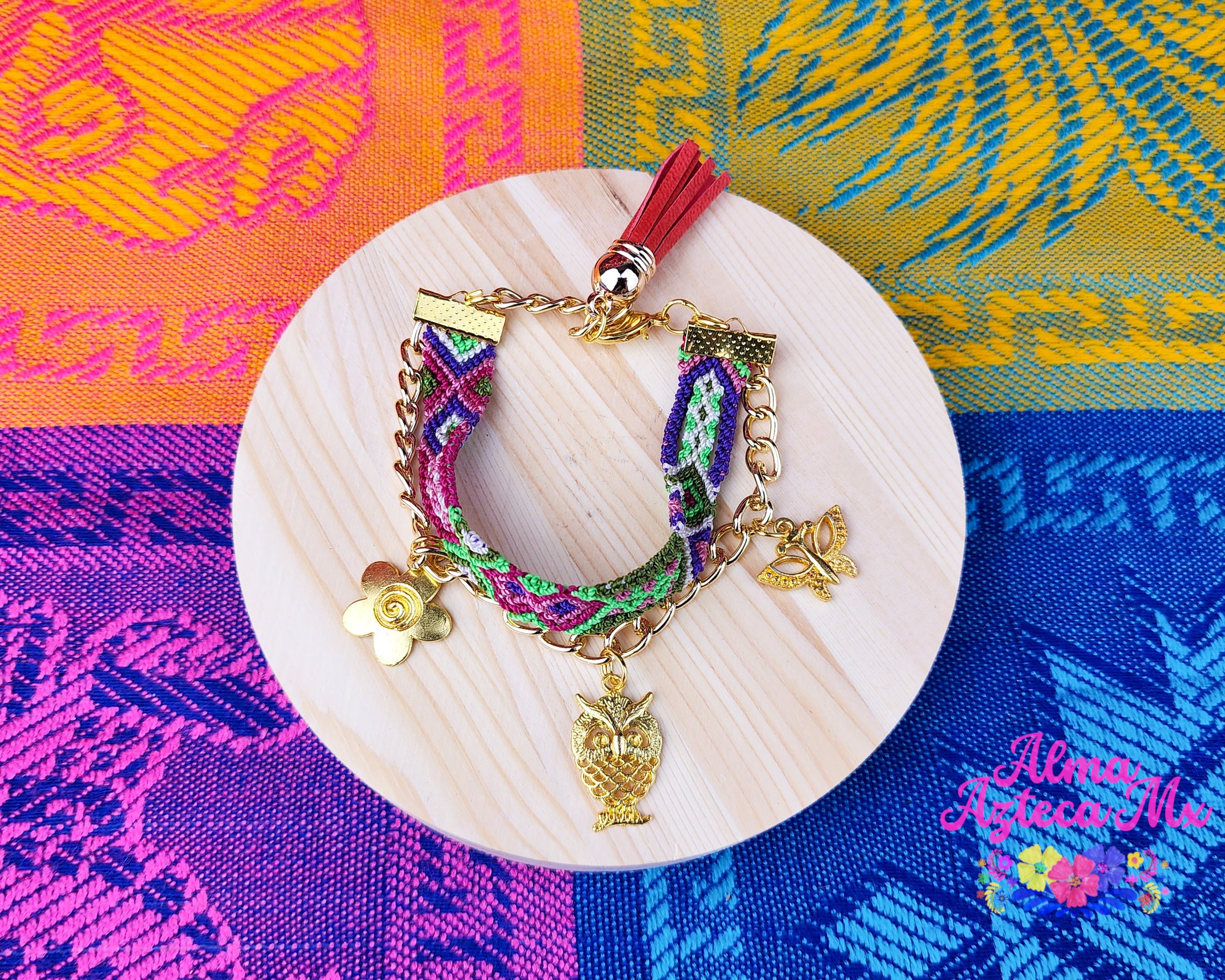 Handmade Mexican Woven Charm Bracelet