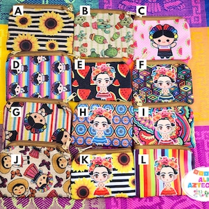 Mexican Frida Coin Bag Wallet / Mexican Artesanias / Monedero Mexicano / Credit Card Holder Style A