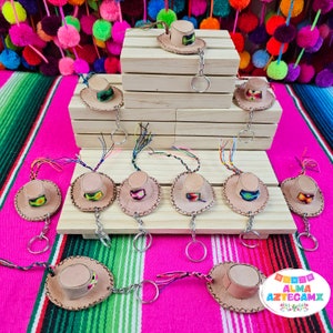 Mexican Leather Sombrero Keychain /Handmade In Mexico Llavero Mexicano