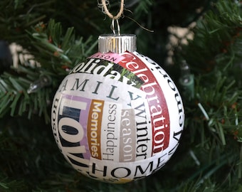 Adorno único de bulbo de palabras navideñas