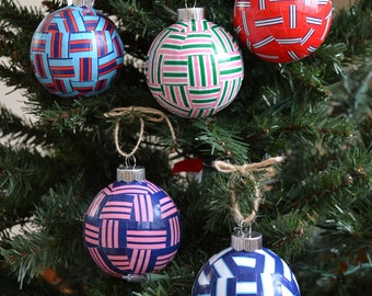Preppy Rayed Christmas Bulb Ornament