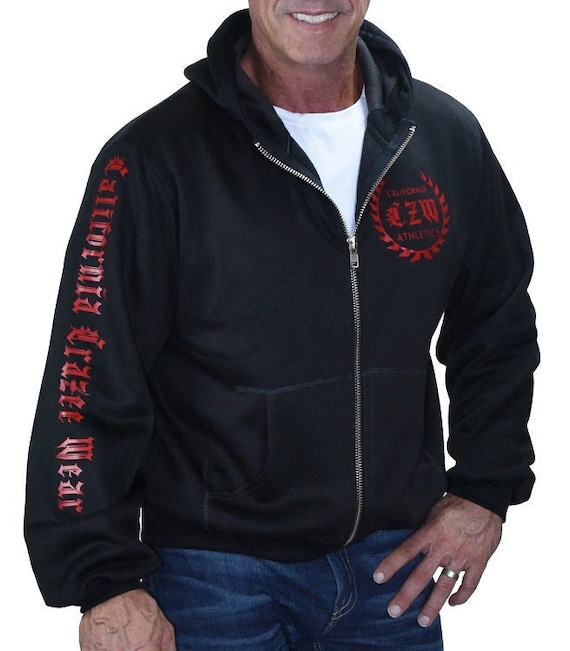 Mens Relaxed Fit Black Hoodie With CZW Crest and California Crazee