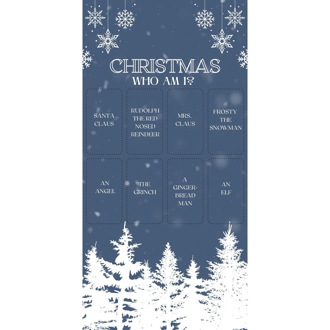 Printable christmas game who am i etsy