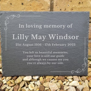 Engraved Memorial Plaque Personalised Slate Memorial Plaque 29cmx21.5cm Plaques