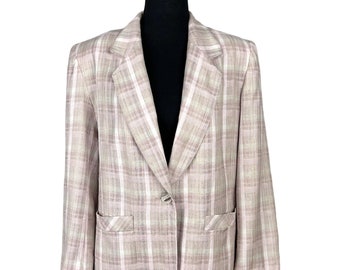 Vintage 90s Petites by Cleo Classic Pink Tattersall Plaid Blazer