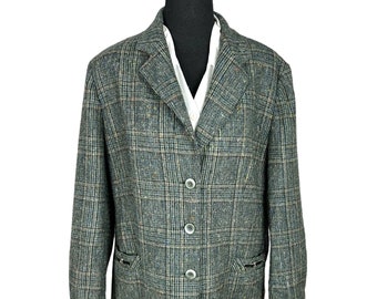 Vintage 80s Claude Havrey Classic Tweed Tattersall Plaid Blazer