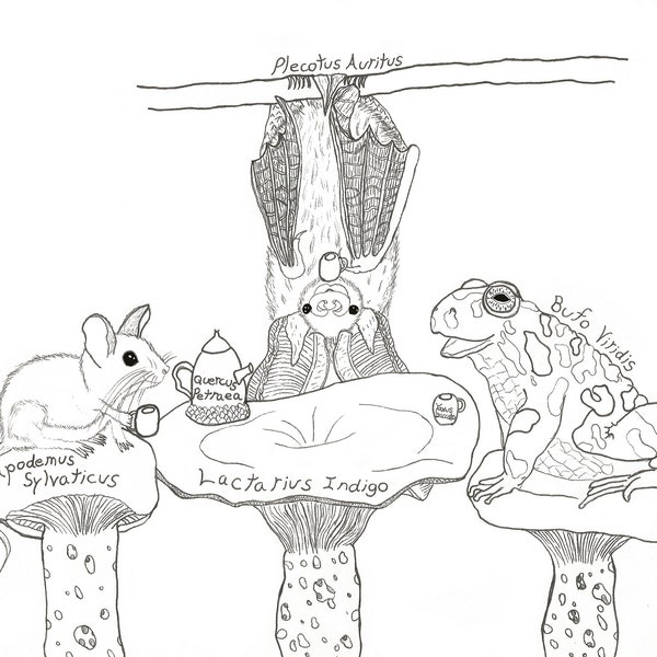 Woodland Friends Tea Party Coloring Picture