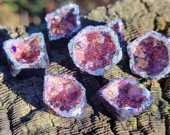 DIGITAL STL File - Geode Crystal Dice Blank Inserts Inclusions Set for 3D Printing - D&D - Standard Size