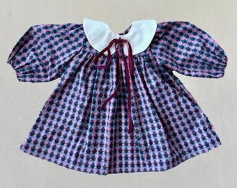 Kids  Limited Edition Christmas Dresses , Holiday Dress, Velvep bow, Moire collar, real Shell Buttons, fully lined