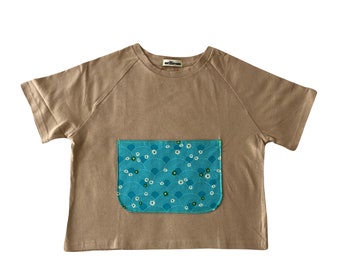 Cotton T-shirt with toy pocket in print tee size 0-7Y [made to order]