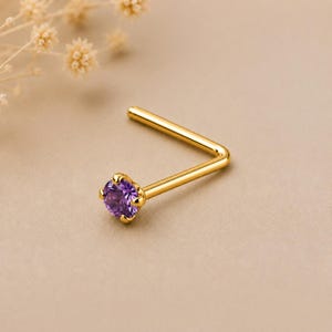 14 pierres précieuses naturelles en or massif, améthyste, 22 g, cadeau de bijoux en forme de L