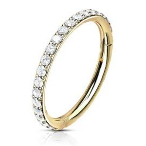Micro Setting Stone Surgical steel Septum Ring/ Cartilage Hoop- Septum Clicker/ Helix Hoop/Daith Ring/ Rook Ring- 16 Gauge Hoop