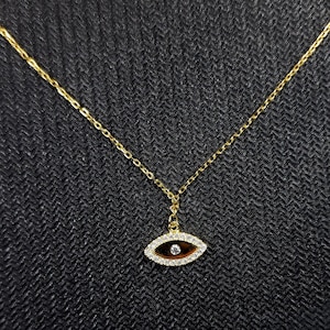 Sterling Silver Evil Eye Necklace, Eye Pendant Necklace, Charm Necklace, Layering Necklace, Gift for Her, Birthday Gift, Protector Necklace
