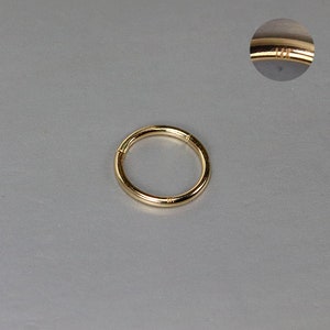 14K Gold Clicker Nose Ring/ Solid Gold Earring/ Cartilage Earring- Hinged Segment Ring- 18G Hoops Gold Ring
